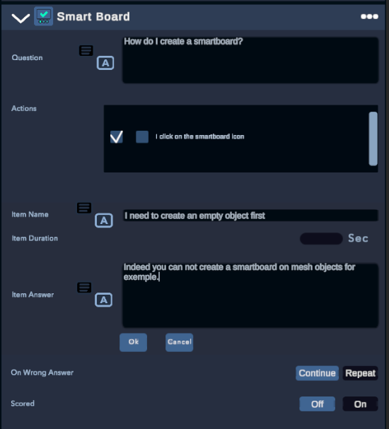 Conditions : Smart Baord